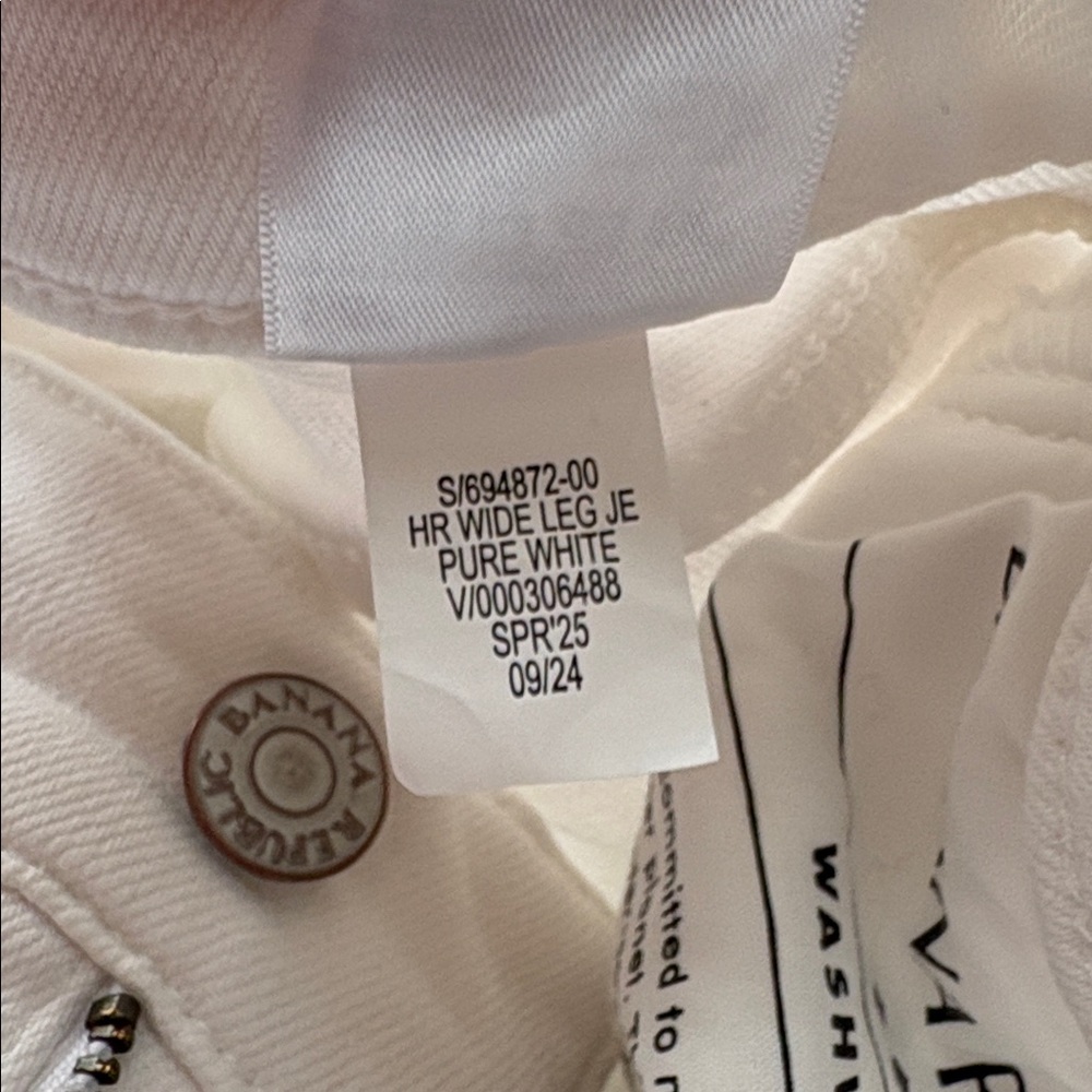 Banana Republic Factory Wide-Leg High Rise Jeans Pure White 25P Petite EUC - Picture 6 of 10
